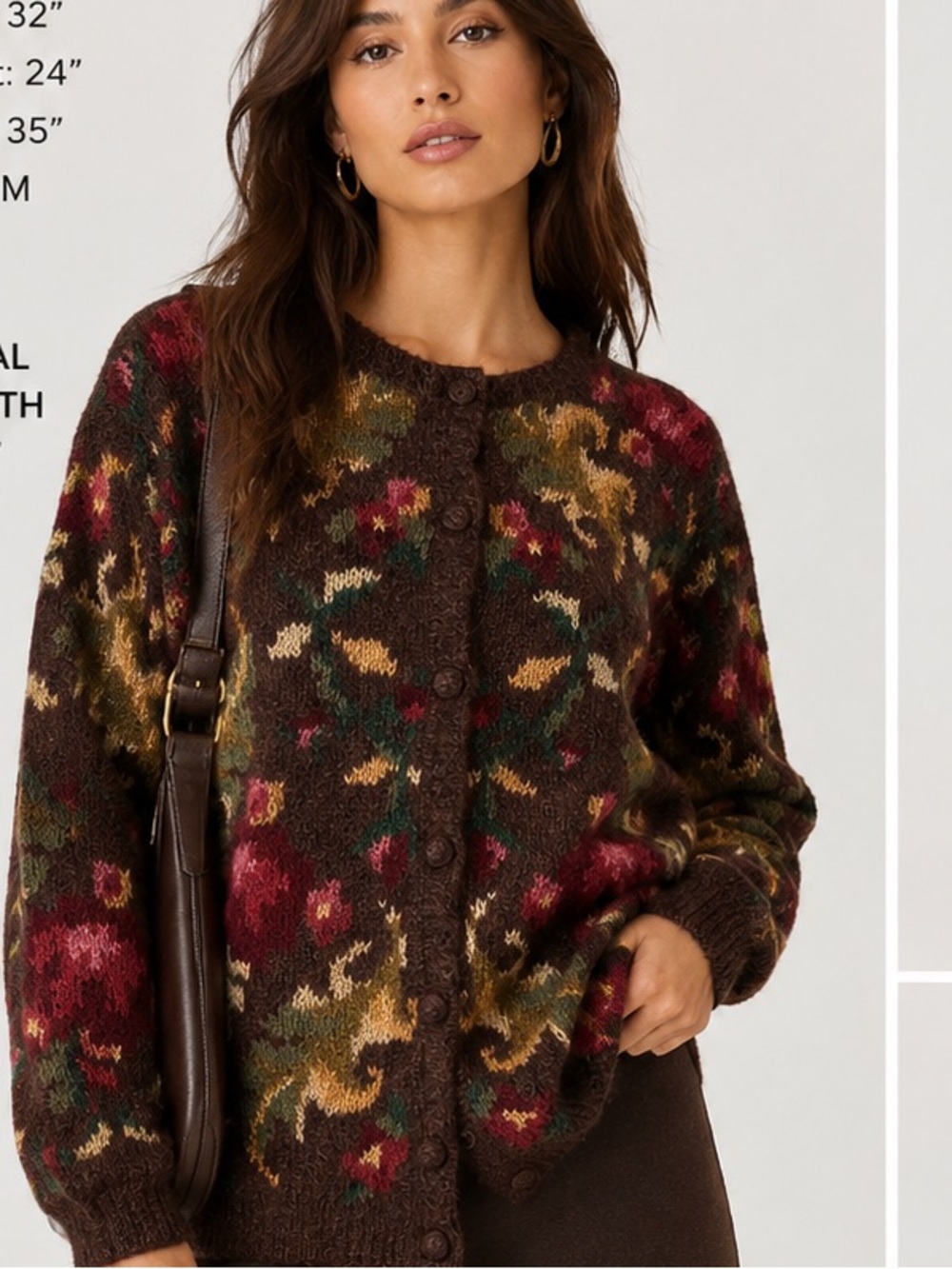 Vintage Talbots Floral Mohair Blend Cardigan Sweater Medium